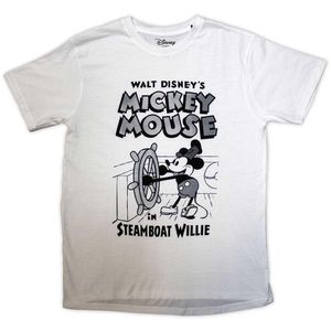 Mickey Mouse - Tričko "Steamboat Willie" pro muže/dámy Unisex RO11114 (XL) (White)