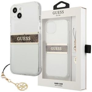 Guess 4G Stripe Brown Charm - pouzdro pro iPhone 13 mini (průhledné)
