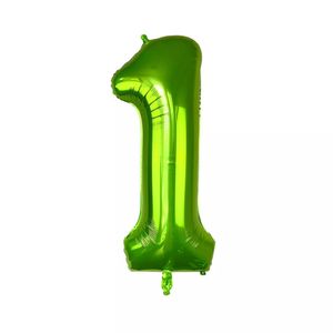 Folienballon Zahl 1, ca. 100 cm, Grün