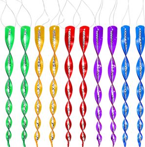 10 pcs Vogelscheuterstange 360 ​​Grad Rotation Gartenschutz lebendiger Farbfarb reflektierender Wind Spiralvogel Abschreckungsinstrument für Obstgarten-Mischfarbe