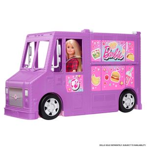 Barbie Food-Truck Spielset aufklappbar, über 30 Teile Puppen-Zubehör