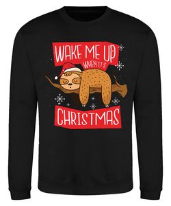 Wake Me Up When It's Christmas Pullover Sweatshirt, Schwarz, S, Vorne