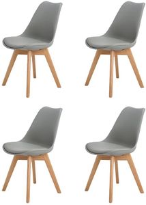 H.J WeDoo 4er Set Esszimmerstühle mit Massivholz Eiche Bein, Küchenstühle-grau