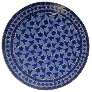 Mosaiktisch Blau Stern 60 cm rund Mosaik Beistelltisch Gartentisch Balkontisch Bistrotisch aus Marokko MT2041