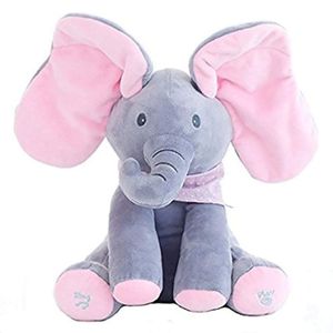 Kuscheltiere  "Sprechender Elefant singt englische Lieder", Versteckspiel mit Ohren, Plüschelefant Kuscheltier, rosa
