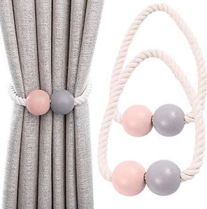 Magnetische Vorhang Raffhalter 2 Stück Vorhang Raffhalter Kinderzimmer Holz Fenster Drapieren Holdbacks Vorhang Clips für zu Hause, Wohnheim, Büro, Hotel Fenster Dekorative, Pink, Grau