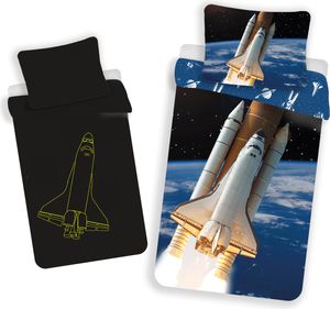JERRY FABRICS Pościel lniana Universe świetlista bawełna, 140/200, 70/90 cm
