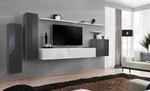 Wohnwand Grau 7 tlg Möbel Wohnzimmer Luxus JVmoebel