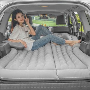 Šedá nafukovací matrace Car Flocked Surface Přenosné spací vzduchové lůžko pro SUV Cestovní matrace Postel Cestovní kempování