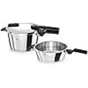 Fissler Vitaquick / Schnellkochtopf-Set, 3-teilig (1 Schnellkochtopf 4,5 L + 1 Schnell-Bratpfanne 2,5 L - Ø 22 cm) – Induktion