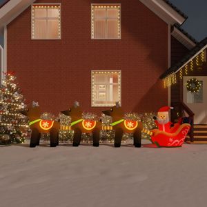 Aufblasbarer Weihnachtsmann mit Rentieren LED 138 cm