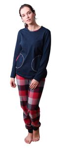 Damen Flanell Pyjama Mix & Match - Top Single Jersey, Hose Flanell auch in Übergrößen