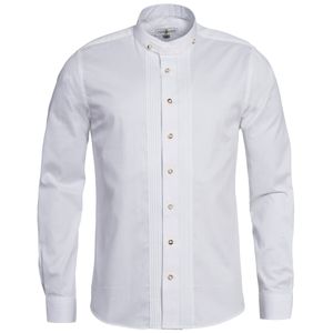Trachtenhemd Regular Fit mit Biesen in Weiß von Almsach, Größe:L, Farbe:Weiß
