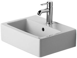 Duravit Handwaschbecken VERO mit Überlauf, Hahnlochbank, 450 x 350 mm, 1 Hahnloch weiß