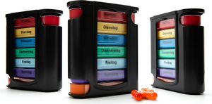 BigDean 3 Stück Tablettenbox 7 Tage Morgens, Mittags, Abends & Nachts in Schwarz – Medikamentenbox BPA-frei & Lebensmittelecht – luftdichte Pillendose