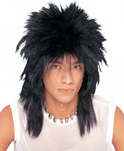 80er Jahre Pop & Rockstar Perücke schwarz uni