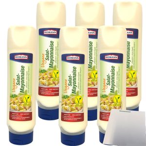 Homann vegane Mayonnaise 50% laktose glutenfrei 6er Pack (6x875ml Tube) + usy Block