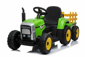 Elektro Traktor mit Anhänger Grün 12V 2.4 GHz Leder Eva Kinderfahrzeug