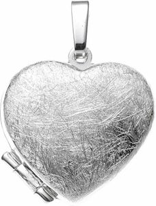 JOBO Medaillon Herz 925 Sterling Silber rhodiniert eismatt