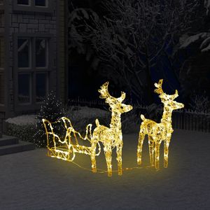 Ankonbej Rentiere & Schlitten Weihnachtsdekoration 160 LEDs 130 cm Acryl