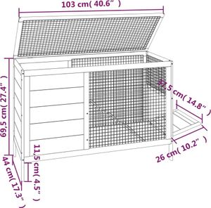 vidaXL králíkárna mocha 103x44x69,5 cm borovicový masiv
