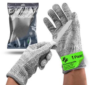 3x Premium Schnittschutzhandschuhe EN 388 - Unisex Größe 10 - Schnittfeste Handschuhe & Küchenhandschuhe - Kettenhandschuhe silber für Damen & Herren