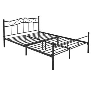 ML-Design Metallbett 200x140 cm, Schwarz, auf Stahlrahmen mit Kopf- und Fußteil, Lattenrost, robust, Bett für Schlafzimmer, Erwachsene, Doppelbett Ehebett Gästebett