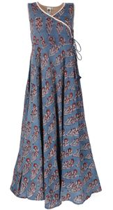 Maxikleid, Boho Sommerkleid, Langes Luftiges Kleid - Taubenblau, Damen, Baumwolle, Größe: XL