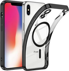 Handyhülle für iPhone X / iPhone XS mit Magsafe und Kameraschutz, Magnetisch Ultra Dünn Klar Überzug Schutzhülle Schwarz