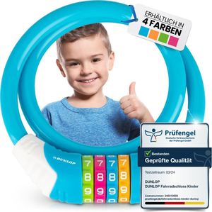 DUNLOP Fahrradschloss Kinder Fahrrad Schloss - Sicherheitsstufe 5 Zahlenschloss mit 4 Farb Einteilung zum besseren Merken der Kombination I Bike Fahrradschloß Lock für Kinder (Hellblau) DUNLOP Fahrradschloss Kinder Fahrrad Schloss - Sicherheitsstufe 5 Zahlenschloss mit 4 Farb Einteilung zum besseren Merken der Kombination I Bike Fahrradschloß Lock für Kinder (Hellblau)