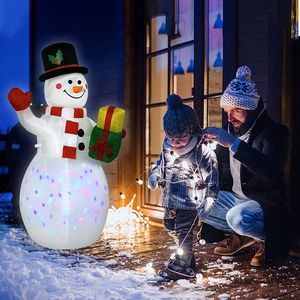 YARDIN Aufblasbare Weihnachtsdekoration Schneemann mit Bunte Rotierende LED Lichter, 150cm Aufblasbar Weihnachtsfigur Halloween Weihnachten Aufblasbar Deko für Innen Außen Garten Rasen Party Hof