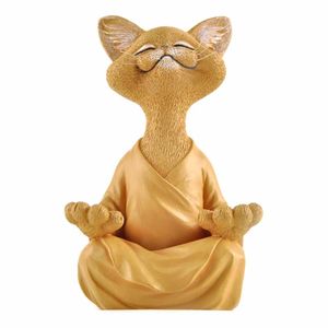 Buddha-Katzenstatue, Meditation, Yoga, Sammlerstück, Geschenk für Katzenliebhaber, Meditationsdekoration(Orange, 12,5 cm)