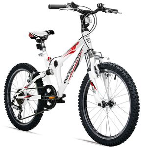 Bergsteiger Montreal 20 Zoll Kinderfahrrad, geeignet für 6, 7, 8, 9 Jahre, Shimano 6 Gang-Schaltung, Mountainbike mit Vollfederung, Jungen-Fahrrad, Mädchen-Fahrrad