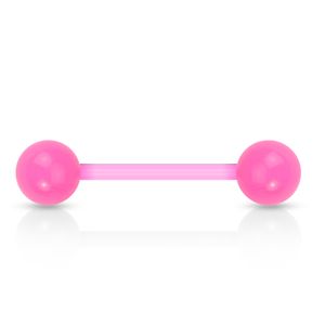 viva-adorno Barbell Piercing Stab Zungenpiercing Kunststoff Kunststoff Kugeln verschiedene Farben Z312,Pink