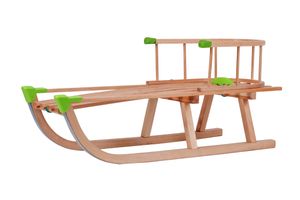 GaGadumi Holzschlitten 90 cm mit Rückenlehne und Zugseil langlebiger Rodel Schneeschlitten Davoser Schlitten für Kinder und Erwachsene Holzrodel