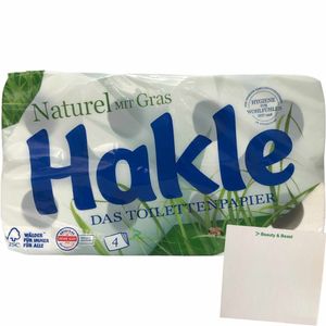 Hakle Toilettenpapier Naturel mit Gras 4-lagig (8x130 Blatt) + usy Block