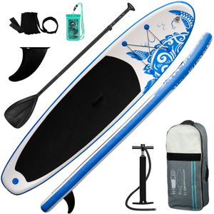 Funwater-Aufblasbares Stand Up Paddle Board,320 x 81 x 15 cm, Surfboard, SUP, Paddle Board, stand up paddle board set, Handpumpe,blau&Weiß