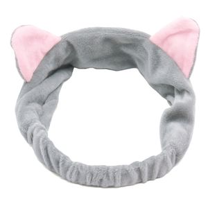 Schönes Cartoon-Katzenohren-Stirnband für Damen, Make-up, Gesichtswaschen, elastisches Haarband, Grau
