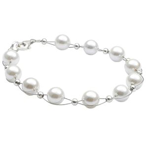 Armband aus Muschelkernperlen Perlen creme weiß Perlenarmband elegant Hochzeit