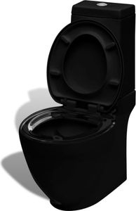 Design Stand WC Bodenstehend Keramik Softclose Toilette Sschwarz