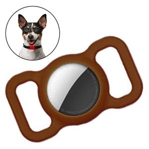 Silikon flexible Abdeckung Haustier Anhänger Hund Tierhalsband Katzenhalsband Schlaufen fall kompatibel mit Apple AirTag Braun