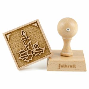 Folkroll Motiv-Keksstempel Adventskerze, 55x55 mm, Cookiestempel, Backstempel, Keks, Stempel, Buchenholz, 231181