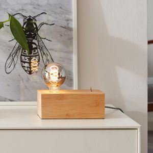 Tischlampe, Schalter, 8 x 20x 10 cm Höhe, E27, max. 40 W, Bambus/Holz