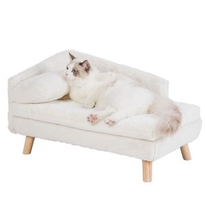 WISFOR Pohovka pro psy Pohovka pro kočky s opěradlem, pelíšek pro psy Zvýšený pelíšek pro kočky s polštářem pro kočky, voděodolný, 70 x 40 x 39 cm