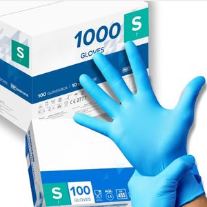 Gedikum 1000 Nitril-Handschuhe Set, Allergiefrei, Blau, Puderfrei, Latexfrei, Einweghandschuhe, medizinische Einweghandschuhe (Größe S)