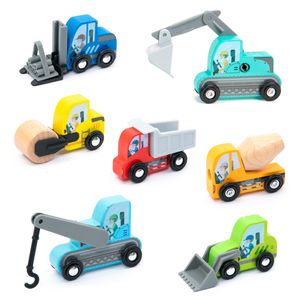 UMU® Holz Baufahrzeuge Spielset 8 STK - Kompatibel mit Brio World, Spielzeugauto Set für Kinder 2, 3, 4, 5 Jahren