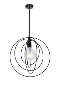 Globo Lighting Hängeleuchte Metall schwarz, Kabel PVC Schwarz, Höhe kürzbar, 5 verstellbare Ringe, ø: 420mm, H: 1200mm, exkl. 1x E27 40W 230V