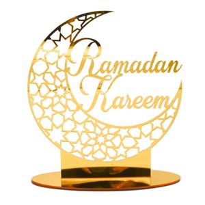 Eid Mubarak Ramadan Dekoration, Acryl Golden Mond Ramadan Spiegelfläche Ornament, Muslim Festival Dekoration