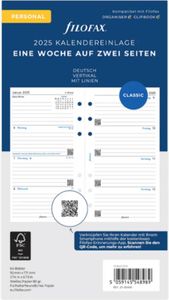 FILOFAX Kalendereinlage 2025 Personal 1 Woche - 2 Seiten  weiss deutsch 25-68440