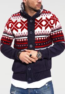 CARISMA Herren Strickjacke CRNORW Grobstrick Norweger-Muster